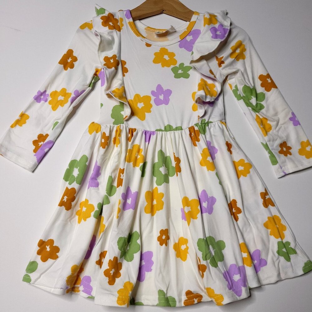 DotDotSmile Size 2t Ruffle Dress - NWT White with Daisies Print